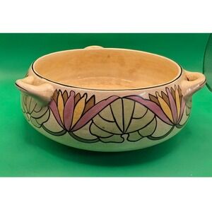 Roseville Pottery Lotus Water Lily Bowl 316-7 Art Deco Triple Handle Creamware